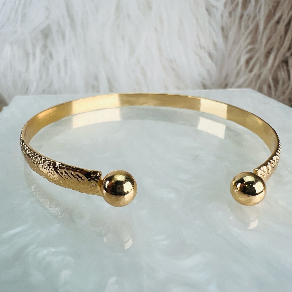 Goldtone Textured Stackable Cuff Bracelet - image 5